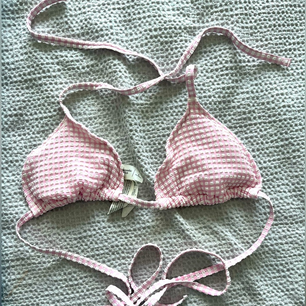 Abercrombie Pink Gingham Triangle Bikini Top